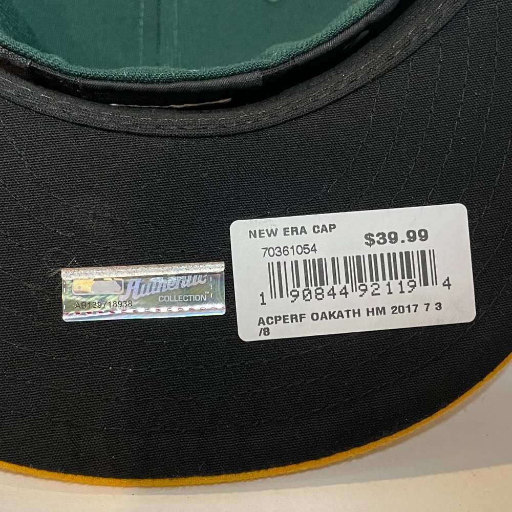 Oakland A's New Era Home Authentic On-Field 59FIFTY Fitted Hat 7 3/8 See Photos - Picture 5 of 9